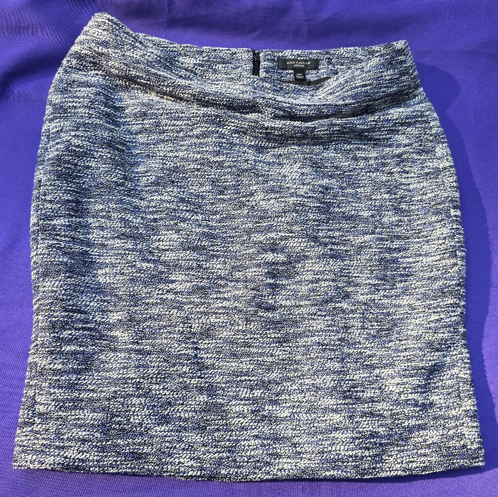 Ann Taylor Blue and White Textured Skirt